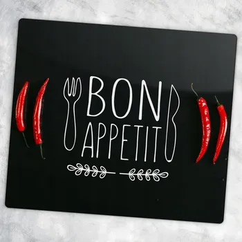 Obraz Odolná a stylová skleněná deska se vzorem Bon Apetit - ostré Papričky 60x52 cm