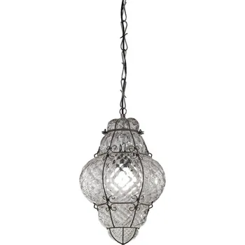 SIRU - Lustr na řetězu CLASSIC 1xE27/60W/230V pr. 30 cm čirá/černá benátské sklo