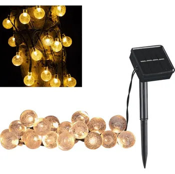Venkovní osvětlení LED Solární dekorační řetěz BUBBLE GLASS 20xLED/8 funkcí 4,85 m 600 mAh IP44