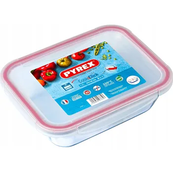 Dóza na potraviny Žáruvzdorná skleněná dóza s hermetickým uzávěrem a těsněním COOK&CLICK Pyrex 1,9 L