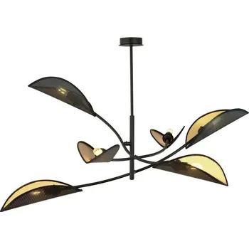 Lustr na tyči LOTUS 6xE14/10W/230V černá/zlatá