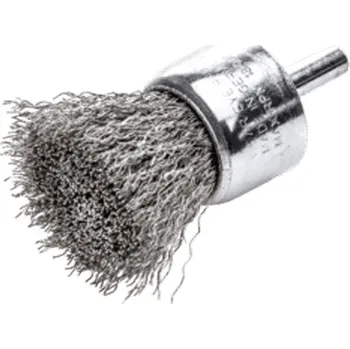 Drátěný kartáč Lessmann 453341 | Štětcový kartáč se stopkou průměr 6 mm nerezavějící drát, zvlněný 23x22 / 0,20