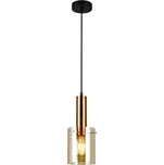 ITALUX PND-5581-1-BRO+AMB - Lustr na lanku SARDO 1xE27/40W/230V černá/mosaz