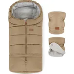 PETITE&MARS - SADA Dětský fusak 3v1 JIBOT + rukávníky na kočárek hnědá