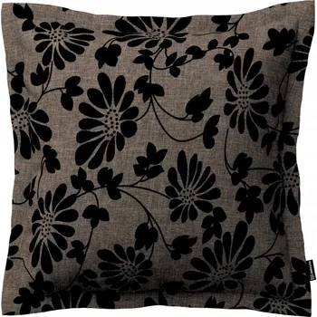 Polštář Povlak na polštář 45x45 černé květy na hnědém pozadí