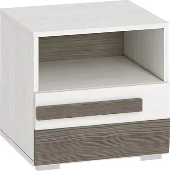 Konferenční stolek Noční stolek SARPA 45x46 cm bílá/hnědá