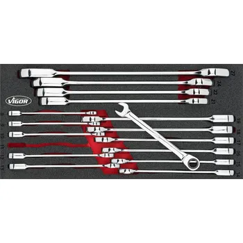 Klíč Vigor Sada očkoplochých ráčnových klíčů 16 dílů ve vložce do dílenských vozíků - V4987