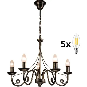 Brilagi - LED Lustr na řetězu STEFANO 5xE14/40W/230V černá patina