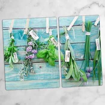 Kuchyňské prkénko Skleněné kuchyňské desky na krájení s grafikou bylinek Verbijskie 40x52 a 30x52