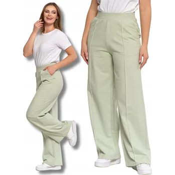 Dámské kalhoty DÁMSKÉ KALHOTY MORAJ TEPLÁKOVÉ ELEGANTNÍ ŠIROKÉ NOHAVICE VYSOKÝ PAS S