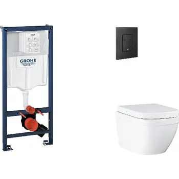WC sada Grohe Rapid SL - Set předstěnové instalace, klozetu, sedátka SoftClose a tlačítka Even, Triple Vortex, phantom black SANI11BB5116