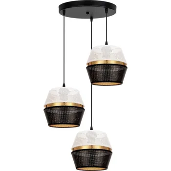 Lustr na lanku PARIS 3xE27/60W/230V pr. 45 cm bílá/černá/zlatá