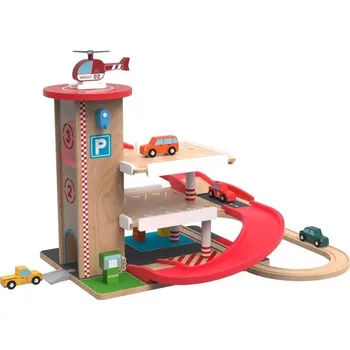 Dřevěná hračka 2Kids Toys - Dřevěná garáž s vláčkodráhou