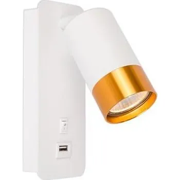 Nástěnné svítidlo Nástěnné bodové svítidlo s USB nabíječkou 1xGU10/35W/230V bílá/zlatá