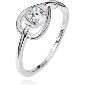 Prsten Prsten ze stříbra 925 - překřížená silueta srdce se zirkonem - Velikost: 53