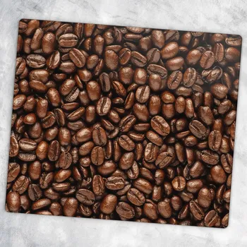 Obraz Skleněná kuchyňská deska na krájení s grafikou: Aromatická kávová zrna 60x52