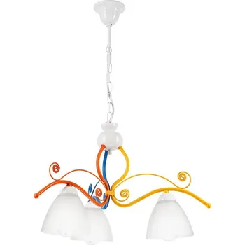 Lustr na řetězu RETRO 3xE27/60W/230V bílá/pestrobarevná