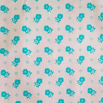 Tyrkys kytka na bílé bavlna č.69 cena za 1 metr Český výrobce