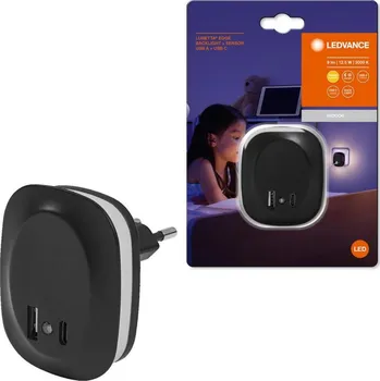Nástěnné svítidlo Ledvance- LED Noční svítidlo do zásuvky se senzorem a USB LUNETTA LED/12,5W/230V