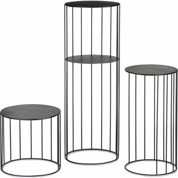 Stojan na květiny SADA 3x Stojan na květiny LOFT černá