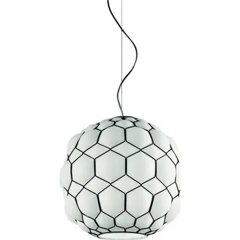 SIRU - Lustr na lanku GALAPAGOS 1xE27/60W/230V černá/bílá benátské sklo