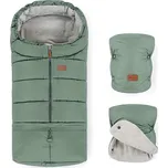 PETITE&MARS - SADA Dětský fusak 3v1 JIBOT + rukávníky na kočárek JASIE zelená