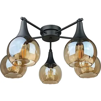 Přisazený lustr STAR 5xE27/60W/230V černá/kouřová béžová