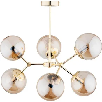 Lustr na tyči FOTON 6xE14/40W/230V zlatá/béžová