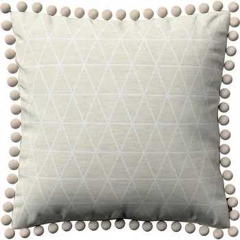 Povlak na polštářek Povlak na polštář 45x45 trojúhelníky na béžovo-lněném pozadí
