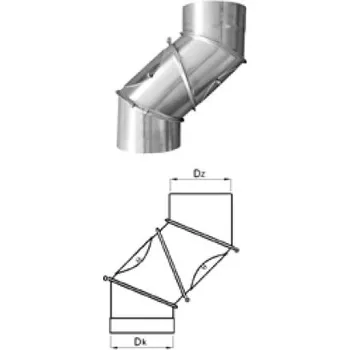 Kouřovod Kouřovod nerez koleno stavitelný 4 průměr 200/0-90° s čistícím otvorem
