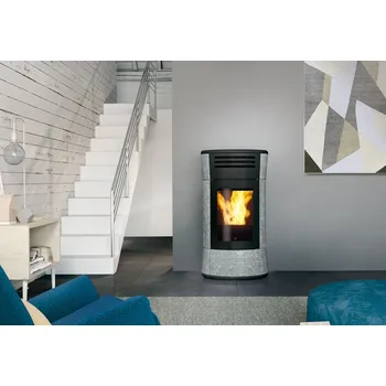 Krbová kamna Peletová kamna s rozvodem vzduchu EK CHERIE 11 EVO mastek šedý režim Relax a Night + The Mind WiFi