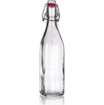 Láhev Skleněná láhev s klipovým uzávěrem a korkem 1 L na šťávy Bormioli