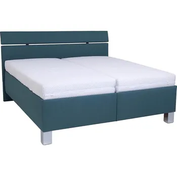 Postel Čalouněná postel s matrací a úložným prostorem ALIS 160x200 cm petrolejová