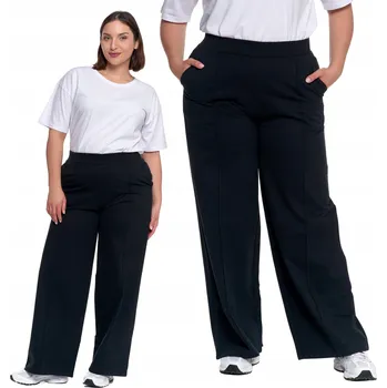 Dámské kalhoty Dámské kalhoty Moraj teplákové elegantní široké nohavice vysoký pas 3XL