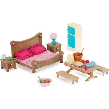 Doplněk pro panenku Li'l Woodzeez - Hrací set nábytek do ložnice a jídelny
