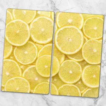 Kuchyňské prkénko Skleněné kuchyňské desky na krájení s ozdobnou grafikou Plátky citronů 2x30x52