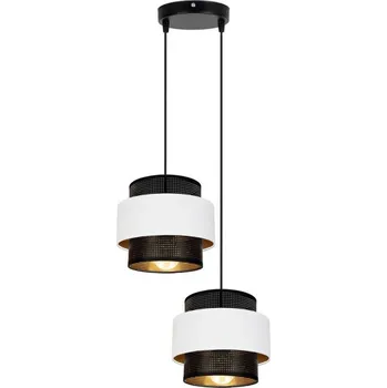 Lustr na lanku NESS 2xE27/60W/230V pr. 30 cm černá/bílá