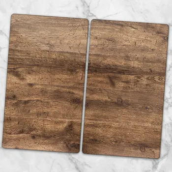 Kuchyňské prkénko Tvrzené skleněné kuchyňské desky s ozdobnou grafikou - Ořechová deska 2x30x52 cm