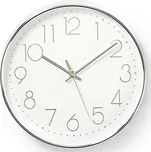 Nedis CLWA015PC30SR - Nástěnné hodiny 1xAA bílá/stříbrná