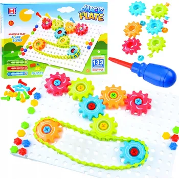 ostatní stavebnice Ozubené Stavebnice, skládačka a šroubovák, 133 dílů ZA3256