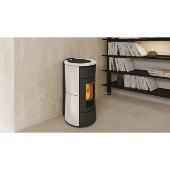 Krbová kamna Peletová kachlová kamna s výměníkem EK CHERIE H 14/11 kW EVO kachle bílá The Mind WiFi + AshKontrol