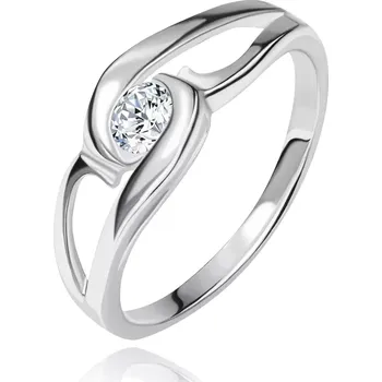 Prsten Prsten ze stříbra 925 - zaoblená ramena okolo zirkonu - Velikost: 50