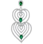 Přívěsek ze stříbra 925, obrysy srdcí s filigránem, čiré a zelené zirkony