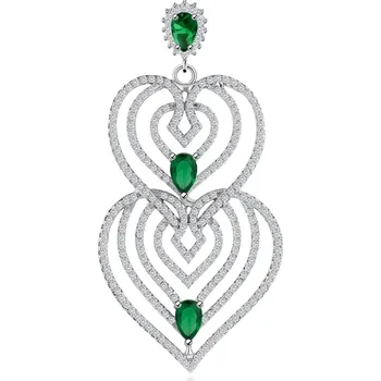 Přívěsek Přívěsek ze stříbra 925, obrysy srdcí s filigránem, čiré a zelené zirkony