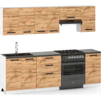 Kuchyňská linka Kuchyňský nábytek Kuchyňská linka KUCHYNĚ BENÁTKY 2,2 M DUB WOTAN PRACOVNÍ DESKA