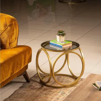 Konferenční stolek Odkládací stolek MIMO 40x40 cm zlatá/černá