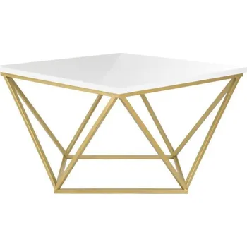 Konferenční stolek Konferenční stolek CURVED 62x62 cm mosaz/bílá