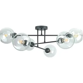 Lustr na tyči VASCO 6xE27/60W/230V černá/čirá