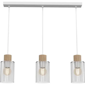 Lustr na lanku MADERA 3xE27/60W/230V bílá/dřevo