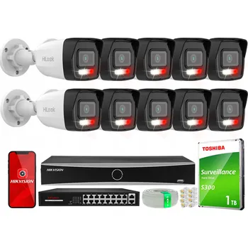 Bezpečnostní kamera IP Monitoringový Set 10 Venkovních Kamer 6Mpx HiLook by Hikvision + Záznamové Zařízení